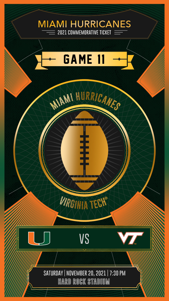 Game 11 Commemorative Ticket - Miami vs. Virginia Tech