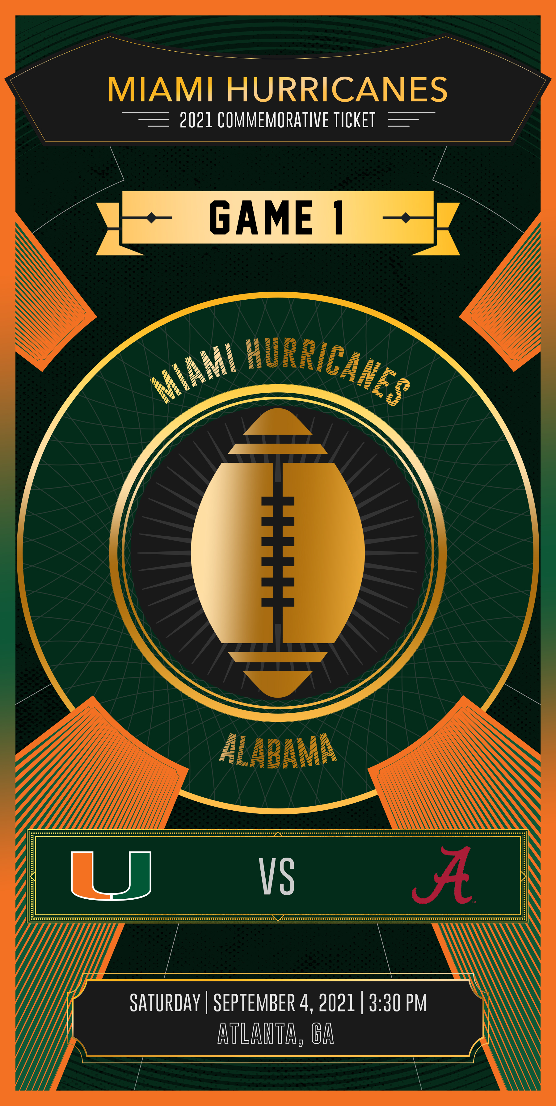 Game 1 Commemorative Ticket - Miami vs. Alabama